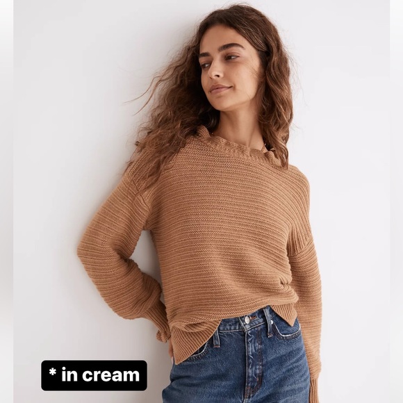 Madewell Ruffle-Neck Pullover Sweater in Cotton-Merino Yarn - Picture 8 of 10